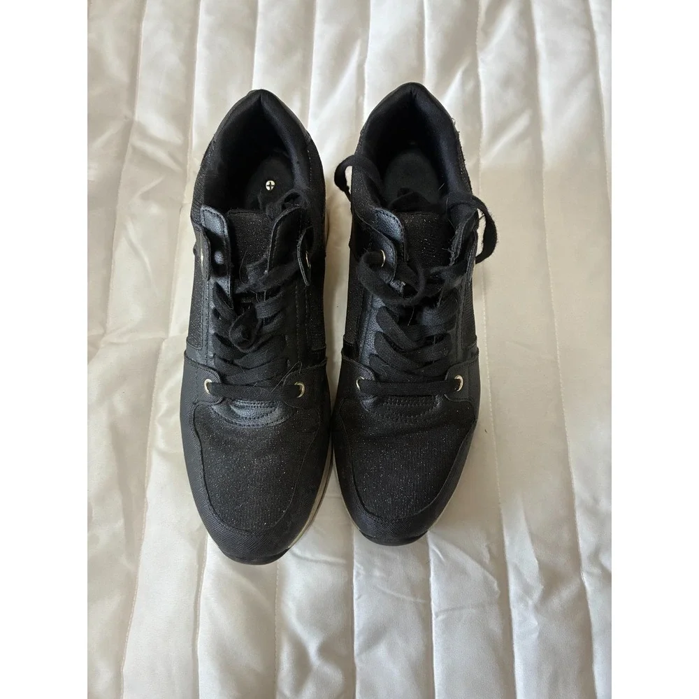 Aldo Black with Sparkly inserts Wedge Sneakers Women's Size 11